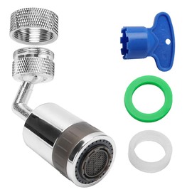 YIXISI 720° Swivel Faucet Aerator 24mm Male Thread, Rotating Kitchen Bubble Tap Head with Male Thread Adapter, Faucet Aerator Key & Gaskets, Dual Function Bathroom Faucet for Kitchen Bathroom