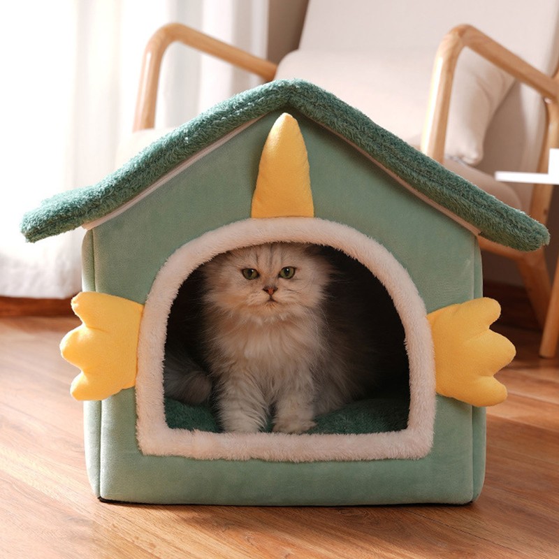 Pet Bed House Soft Warm Cat Bed Cave Detachable Cozy
