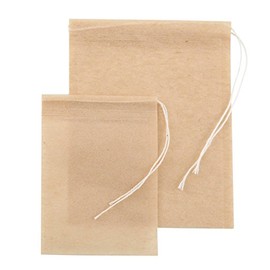 Empty SELF Fill Teabags, Unbleached Paper, COMPOSTABLE, Large Size, Drawstring, 9x13cm, 50