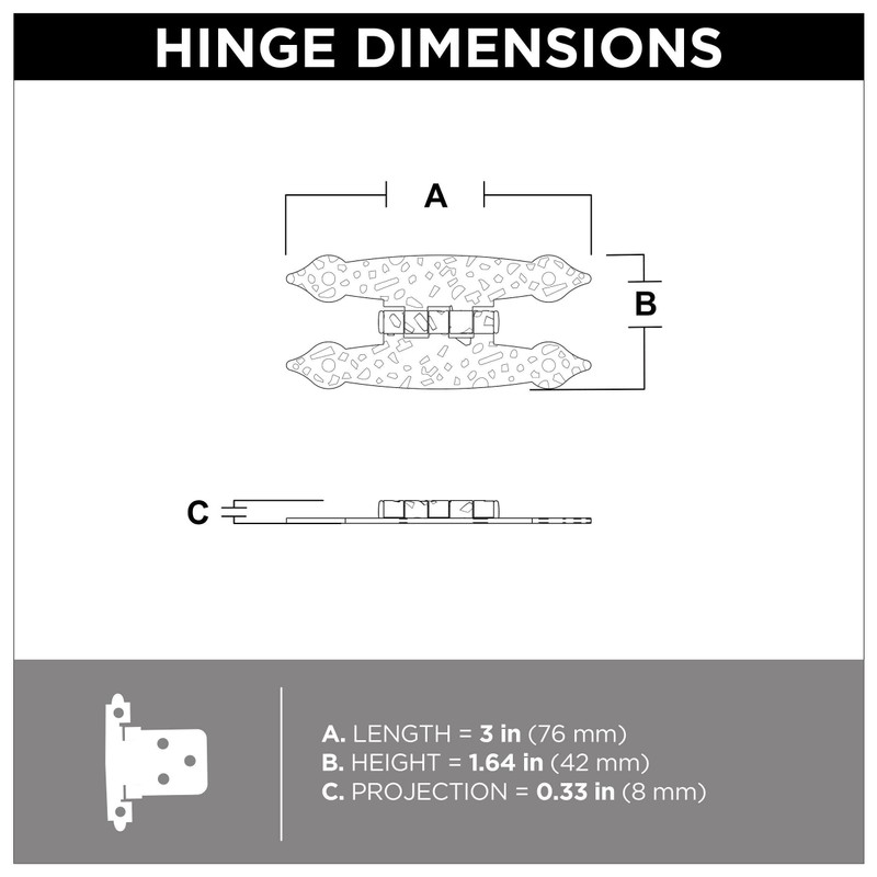 Franklin Brass Hammercraft (10-Pack) Cabinet Hinges Flush Mount 'H' for