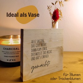 Typografie - Einfach Gemacht Holzbild + Reagenzglas zum Hinstellen opt. als Vase oder Geldgeschenk - Motivationsbilder, Bild mit Spruch, Wohnzimmer Deko Modern, Schild Freundschaft, Wohnzimmer Deko