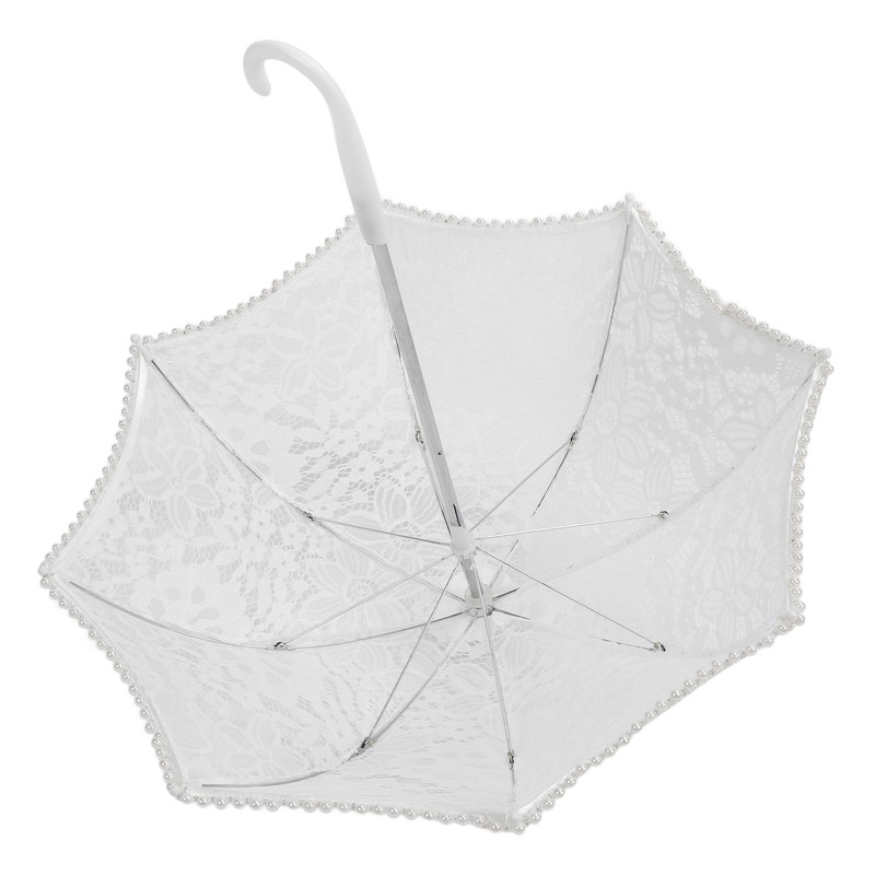 Lace Wedding Umbrella Romantic Embroidery Flower Bridal Umbrella Ergonomic Handle