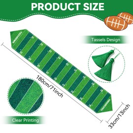 Football Kitchen Table Runner Decor with Tassels Football Tablecloth Grass Court Table Runner Touch Down Boy Sport Football Birthday Theme Party Table Cover Decoration 14 x 71