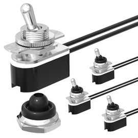 RVBOATPAT 4PCS Waterproof Toggle Switch 12V, Spst 2 Pin On Off Heavy Duty Toggle Switch DC 12V 10A, Electrical Toggle Switch Incidental 6 inch Wire Leads for Marine Boat Car