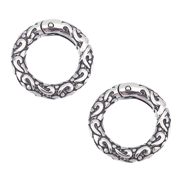 UNICRAFTALE Tibetan Style Carabiner Rings Stainless Steel Textured Snap Clasps