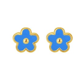 20g Colorful Flower 925 Sterling Silver Mini Cute Small Cartilage Stud Earring for Women Teen Girls Dainty Piercing Post Screw Back Helix Tragus Fashion Jewelry Gifts Daughter Birthday Xmas (Blue)