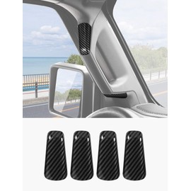 Savadicar Carbon Fiber Interior Accessories - A Pillar Grab Bar Handles Trim Set for 2018-2023 Jeep Wrangler JL JLU 4XE & Gladiator JT - Premium Texture Interior Decor Upgrade Option, 4-Piece