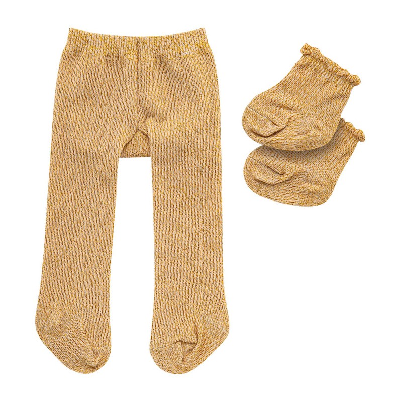 Heless 476 - Tights with Socks for Dolls, Gold, Size