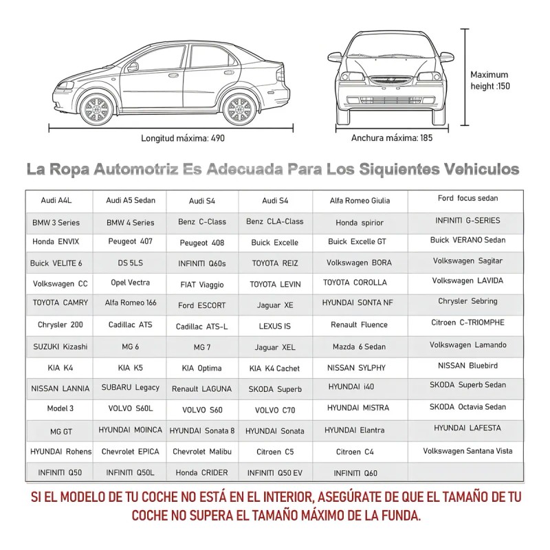 Funda Cubierta Auto Grande 480x190x150cm Cubierta Para Automvil Con Protector