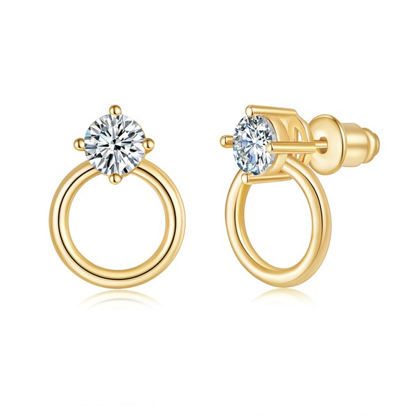 MINDDHA 14K Gold Plated Hoop Stud Earrings for Women |
