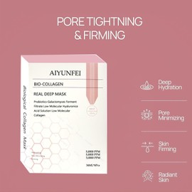 6PCS Bio-Collagen Real Deep Mask, Hydrating Overnight Collagen, Elasticity Improvement, Face Skincare,Face Mask for Moisturize (PINK-34mlX6)