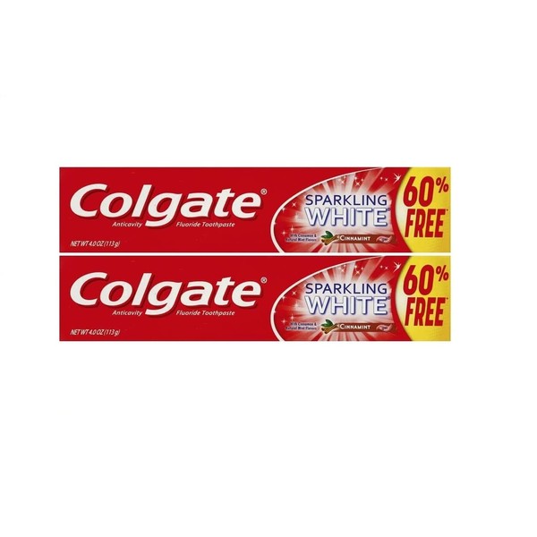 Colgate Sparkling White Cinnamint 4.0 Ounces (2 Pack) Toothpaste