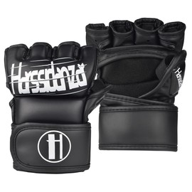 Harssidanzar Gloves for martial arts, men and women, boxing gloves, punching gloves, black, size L/XL