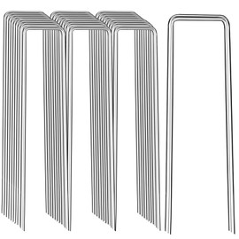 FAAYUCK Landscape Staples 12 Inch, 50 Pack 8 Gauge Galvanized Garden Staples U-Shaped Landscape Stakes, Heavy Duty Ground Stakes for Outdoor Decorations, Weed Barrier Fabric, Irigation Tubing, Tent