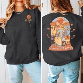 Magical Sweatshirt Beauty and The Beast Sweatshirts: Belle Princess Sweater Cute Magic Family Vacation Top Gray