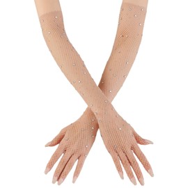 TYGFRT 1 Pair Of Rhinestone Gloves, Gloves For Women Costumes, Mesh Gloves, Fairy Costumes For Women, Mermaid Gloves For Women, Cosplay Gloves, Rhinestone Glitter Mesh