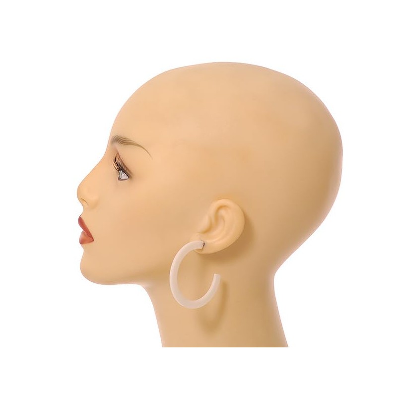 White Glossy Acrylic Hoop Earrings/45mm Diameter/Latest Hoop Earring Trends