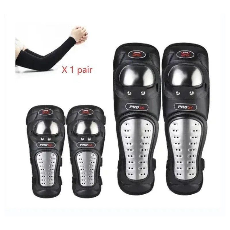 Par De Rodilleras Y Coderas Motociclista Proteccin Metalica