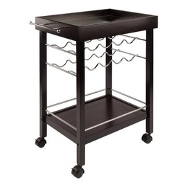 Pemberly Row Transitional Wood Johnnie Bar Cart in Espresso Finish