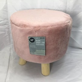 Wayland square Short Fur Footstool 12” X 12” Wayland Square NEW Blush