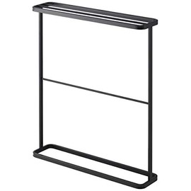 YAMAZAKI home Free Standing Bath Towel Hanger-Bathroom Organizer Storage Holder Dry Rack, One Size, Black