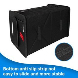 REMOCH Car Trunk Organizer for Dodge Charger Durango Challenger Collapsible 2 Compartment Automotive Storage Box with Handle Non Slip Bottom Sturdy Side Walls for Dodge Accessories (Red)