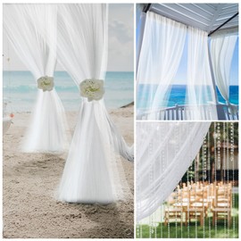 SmoothNovelty 4 Panels Mosquito Netting for Patio, W118 x L98 Inches Garden Mesh Netting Outdoor Sheer Tulle Curtains