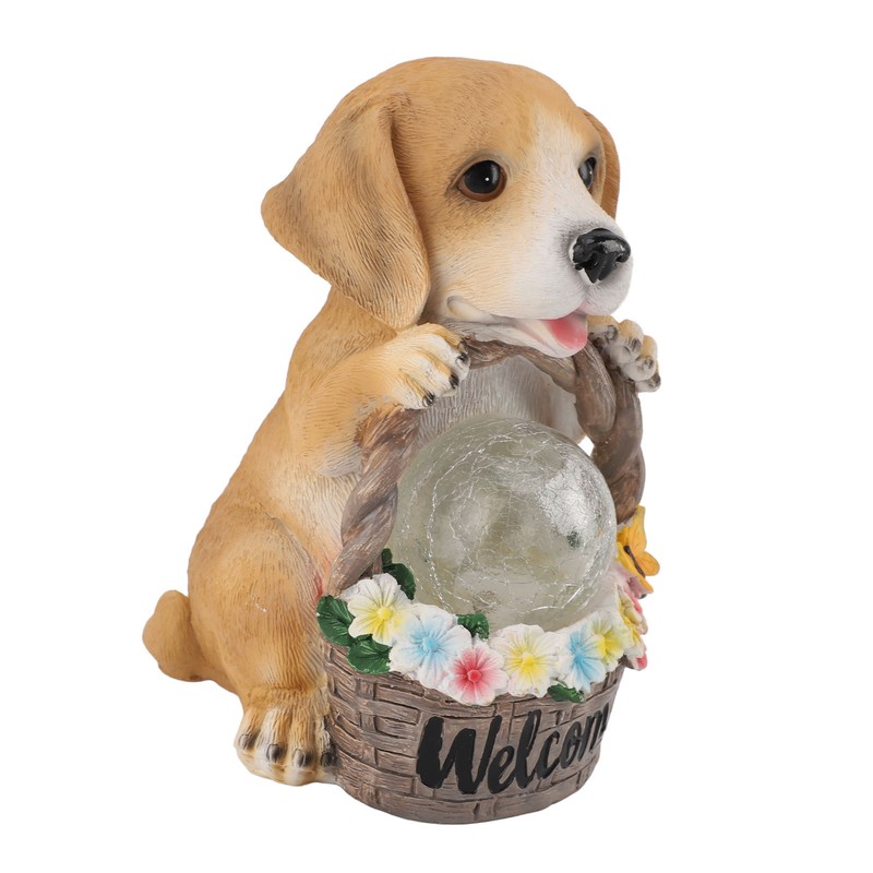 Solar Powered LED Light Dog Statue Decoration Solar Powered Puppy