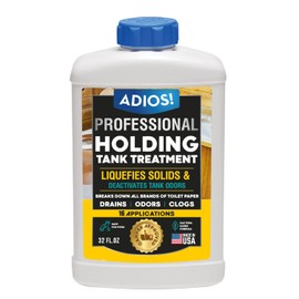 Adios! RV Holding Tank Treatment and Deodorizer - Digests Waste, Tissue, Paper for Gray and Black Tanks - Quart (32oz)