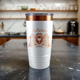Ryan Irish Coat of Arms White Rose Travel Mug