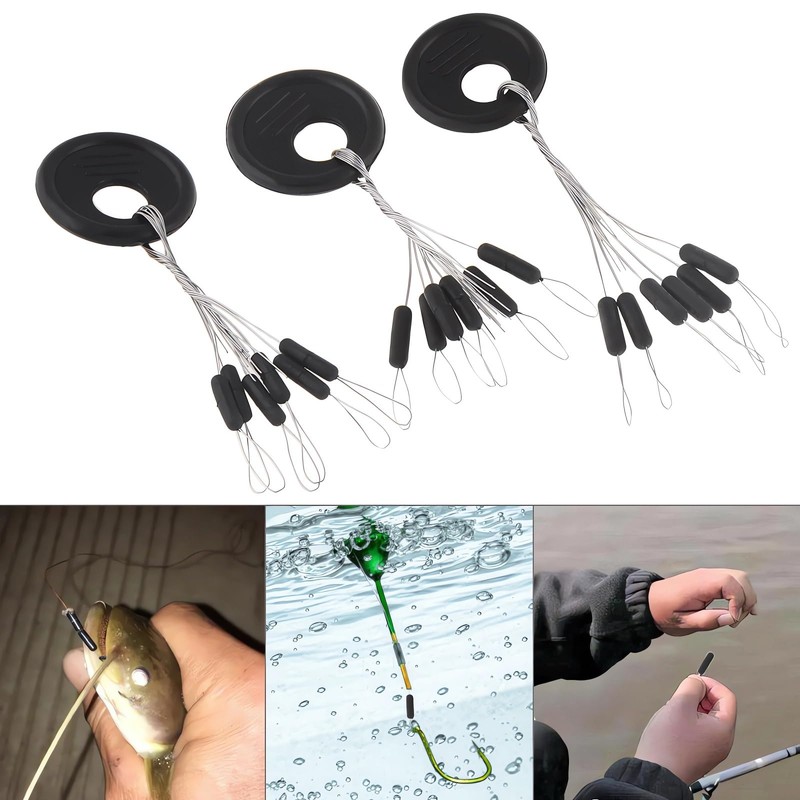 Conskyee 600 Pieces Fishing Rubber Bobber Stops, 6 in 1