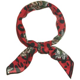 Allegra K 50cm Women Colorful Leopard Print Square Neck Scarf Kerchief Neckerchief Handkerchief Red Black