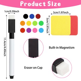 OT-NVWOZR 36 PCS Magnetic Dry Erase Markers with Erasers Cap & 3 Dry Erase Eraser, 11 Colors Whiteboard Markers Fine Point Tip, Mini Dry Erase Pens Bulk for Kids School Office Home