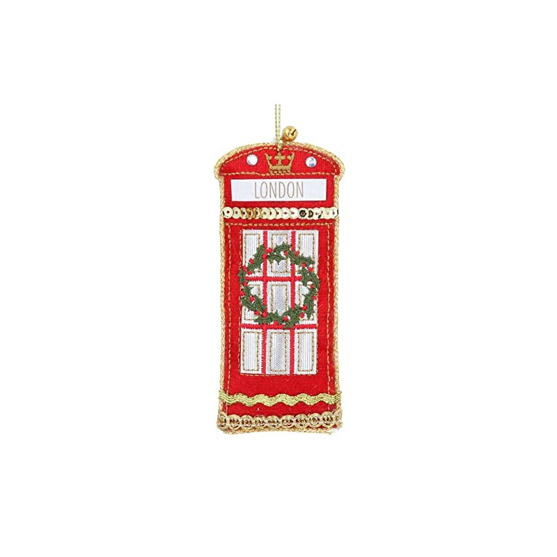 Gisela Graham Luxury Telephone Box Fabric Christmas Tree Decoration