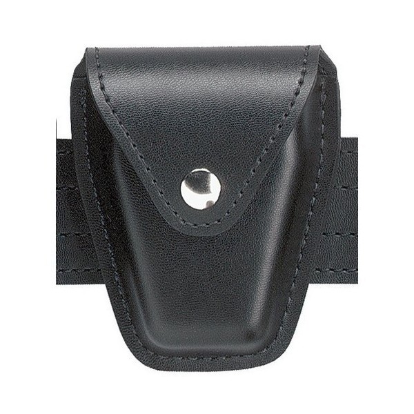 Safariland Model 190 Handcuff Case with Top Flap and Tapered Bottom, Black, STX Basketweave with Hidden Snap, for Standard Hinged Handcuffs