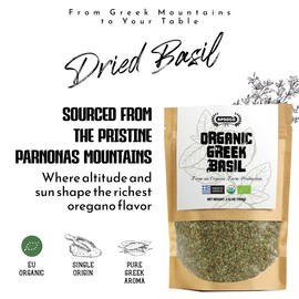 Apsogo Organic Greek Basil – Premium Dried Basil Leaves for Cooking (1.76 oz), Pure Aromatic Herb Seasoning for Pizza Sauce, Pesto & Mediterranean Dishes, Resealable Pouch