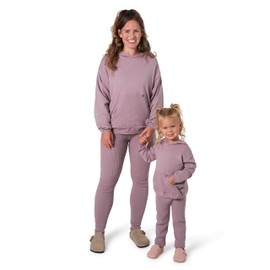 Modern Moments by Gerber Baby Girls' Mommy and Me Hooded Waffle Sweater Knit Top and Legging Set, Medium Lilac, 18 Months