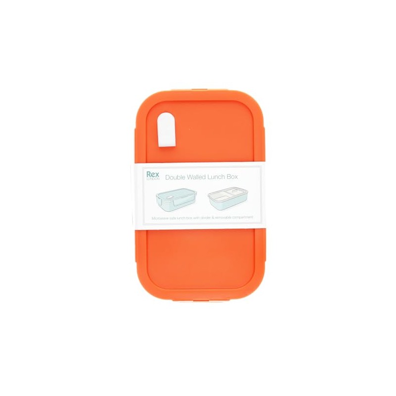 Rex London Double Wall Lunch Box with Divider - Orange