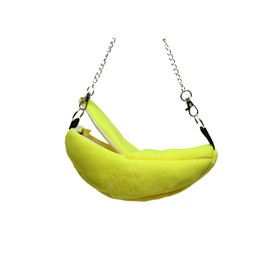 Benixmidart Guinea Pigs Hammock, Rat Hammock Guinea Pig Bedding, Banana-Shaped Guinea Pig Hideout Bed, Pet Bed for Parrots, Robins to Keep Warmth (Yellow)
