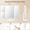 Espejo de Maquillaje Triptico con 2X 3X 10X Aumentos, Espejo