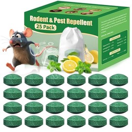 Mouse Rodent Repellent, 25 Pack Peppermint Oil Pest Repellent for Mouse, Rodent, Rat, Mice, Squirrel, Spider, Natural Effective Mouse Deterrent Trap for Indoor Outdoor Use, Safe for Humans & Pets