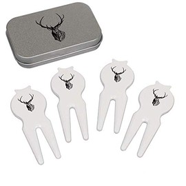 Azeeda 'Stag Head' Golf Divot Tool/Repair Fork Gift Set (GO00009033)