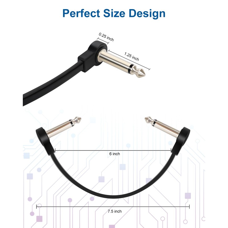 Aqdocvf 3-Pack Professional Guitar Patch Cables - 6 Inch 1/4