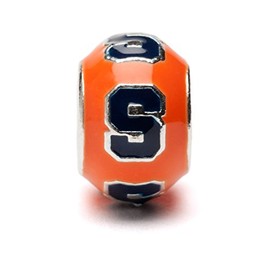 Syracuse University Gfits Bracelet Beads - Orange and Blue Syracuse Logo Bead - Hypoallergenic Stainless Steel Charms - Syracuse Jewelry for Women