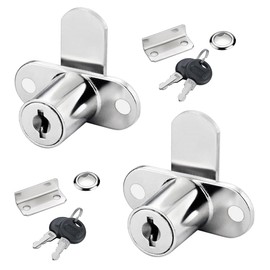 Cam Lock with Key Same, Security Cabinet Lock, Furniture Lock, Screw-On Lock, Drawer Lock, Furniture Lock for Furniture, Cabinet, Letterbox, Drawer, Household, Office (Silver)