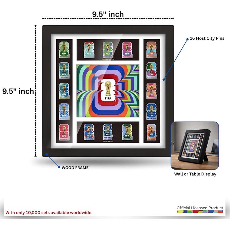 Premium 16City Commemorative Sports Pin Frame Set Limited Edition Wall