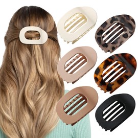 6PCS Flat Hair Clips for Women, Nonslip Large Claw Clip, Color Thick Fine Barrette, Strong Hold Curl Accessories for Thick Thin Curly Hair