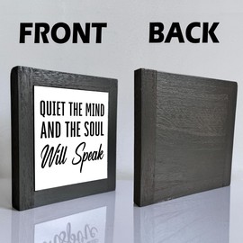 Farmhouse Wood Sign, Inspirational Decor, Quiet The Mind and The Soul will Speak Sign, Black Wooden Box Sign, Mental Health Wooden Plaque, Rustic Home Decor, Desk Decor Art, Spiritual Gift