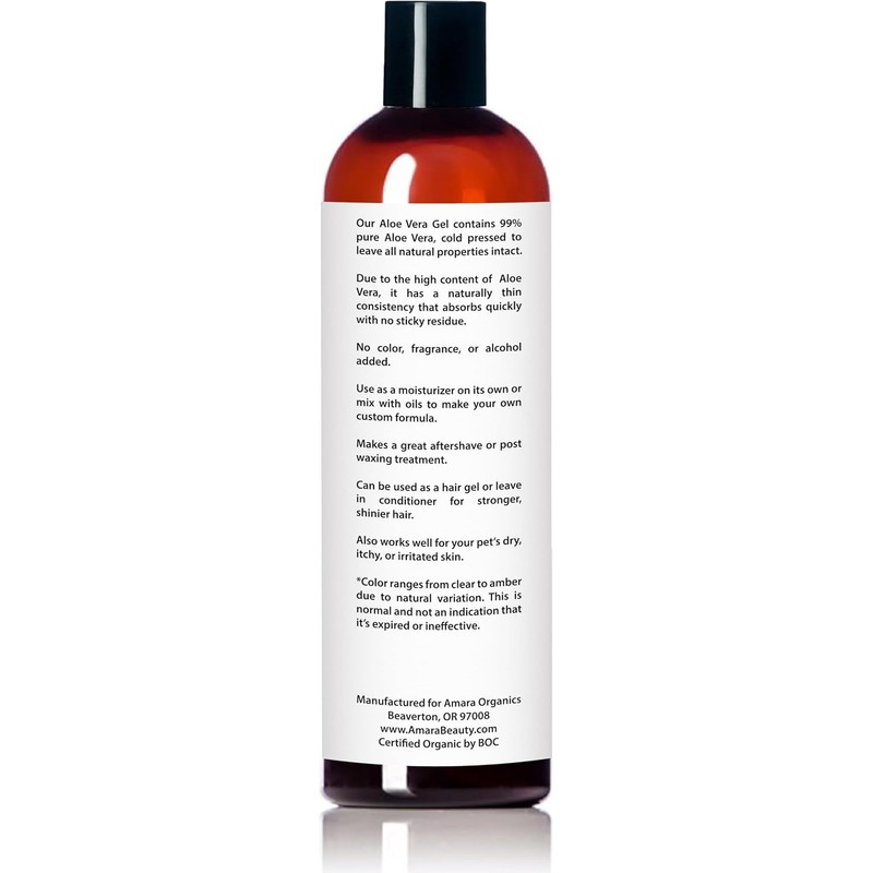 Amara Organics Aloe Vera Gel from Organic Cold Pressed Aloe,