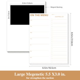 Meal Planner and Grocery List Magnet Pad for Fridge with 52 Undated Sheets | 6.5"*8.5" Magnetic Weekly Meal Planning Pad for Fridge with Shopping List - Golden